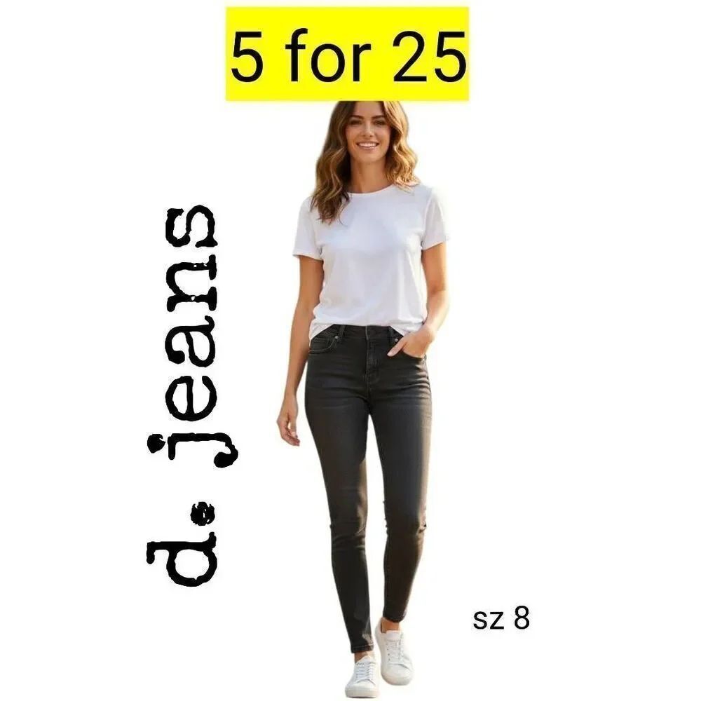 D. Jeans Black Stretch Denim Straight Skinny Stretch Jeans SALE!